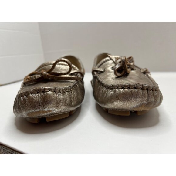 Frye Regan Campus Driver Gold Chrome Metallic Slip-on Leather Loafer Size 7.5 - Picture 9 of 10